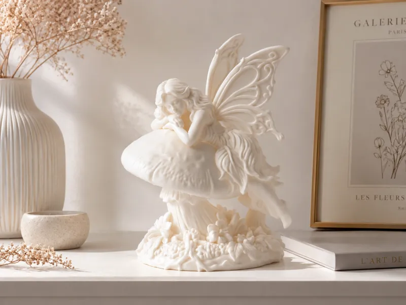 Fairy on Mushroom Figurine - Fantasy Decor Statue