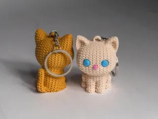 Knitted Cat Keychain