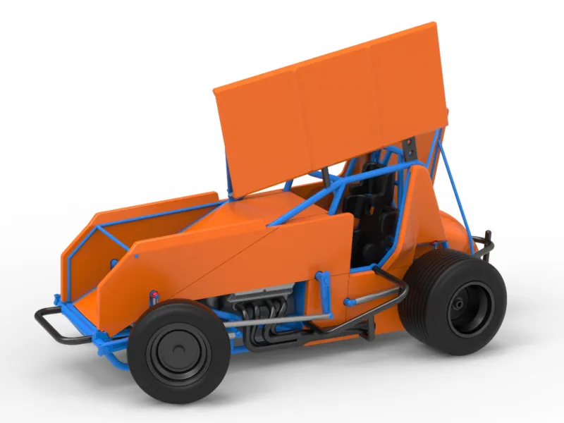 Winged Sprint car Version 2 while turning Scale 1:25