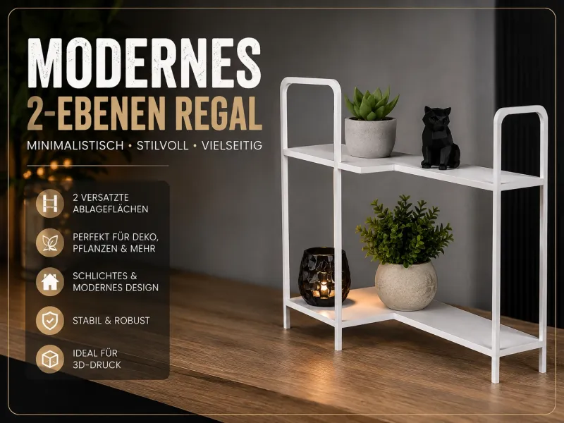 Modernes 2-Ebenen-Regal – Minimalistischer Deko- & Organizer