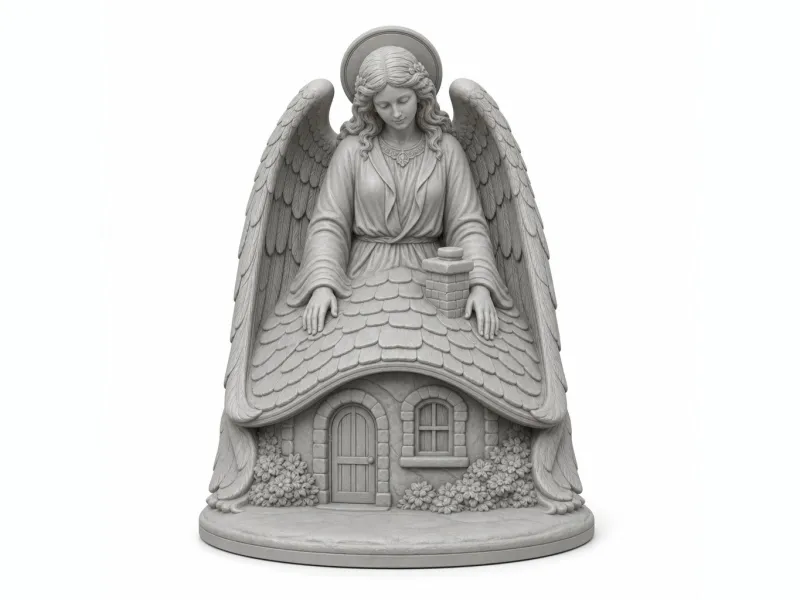 Angel Sheltering a Cottage