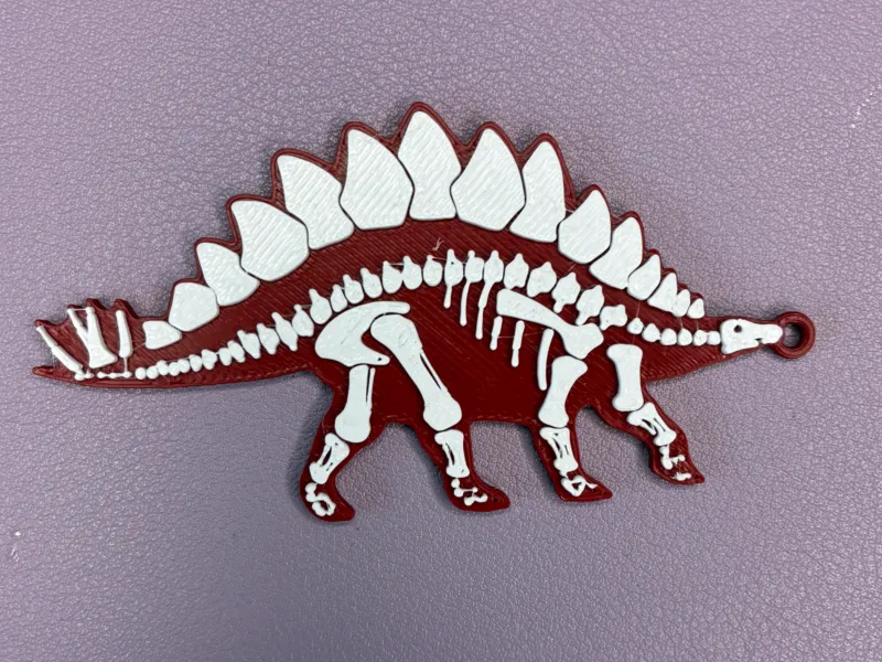 Stegosaurus Skeleton Keyring | Multicolour Dinosaur Keychain
