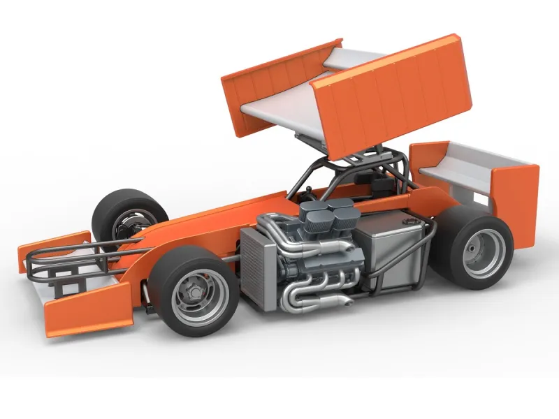 Supermodified front engine Winged race car V3 Scale 1:25