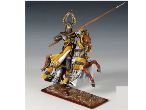 Golden Lance Knight on a Striped Charger