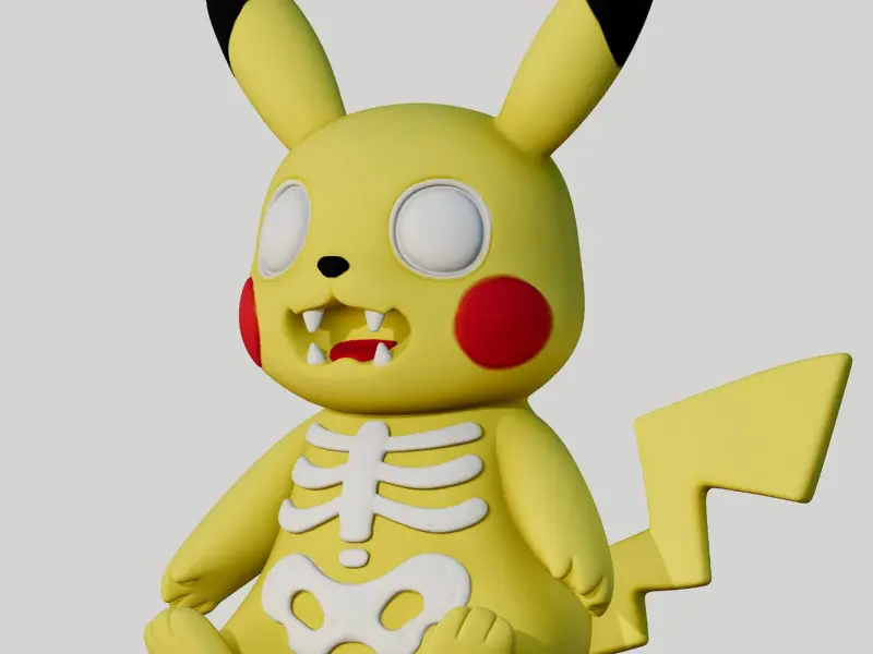 Pikachu Halloween edition - zombie skeleton pokemon