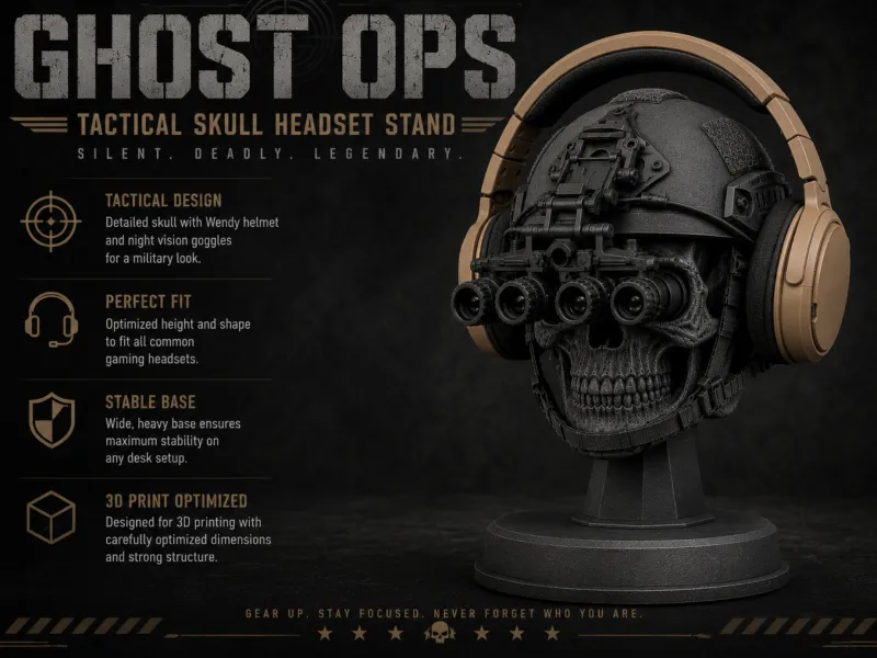 Ghost Ops Tactical Skull Headset Stand