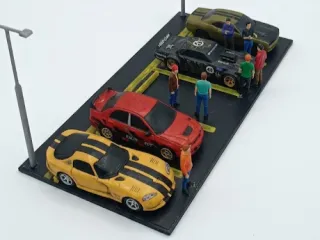 Urban Parking Lot Diorama - 1/48 Scale Multi-Car Display