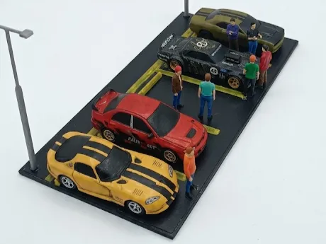Urban Parking Lot Diorama - 1/48 Scale Multi-Car Display