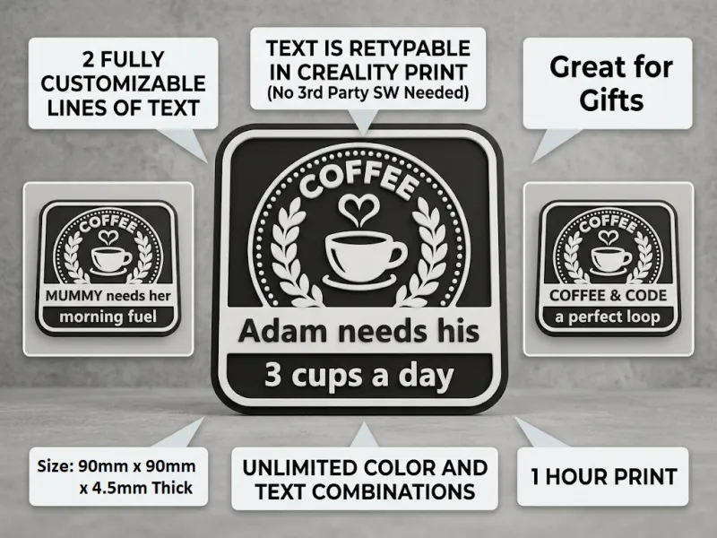 Fully Customizable Text Coffee Coaster (Unlimited Creations)