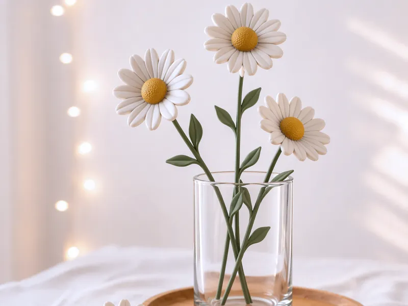Daisy Floral Decor | Flower Head & Stem – Modular Assembly