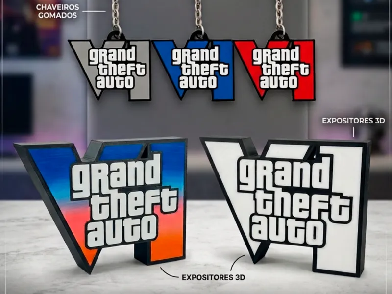 GTA VI 标志钥匙扣 - 多色打印