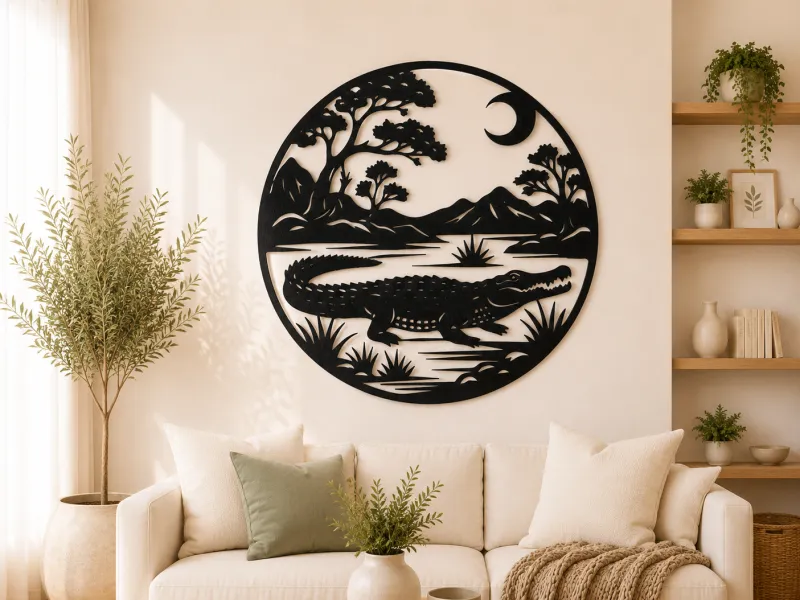 Crocodile Swamp Scene 2D Wall Art