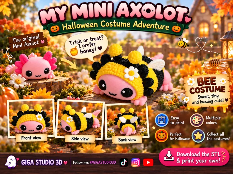 🐝 Buzzy – O Axolote Abelha - De My Mini Axolot