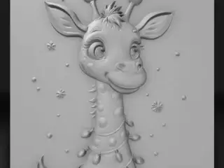 Christmas giraffe with light bulb installation around its ne
