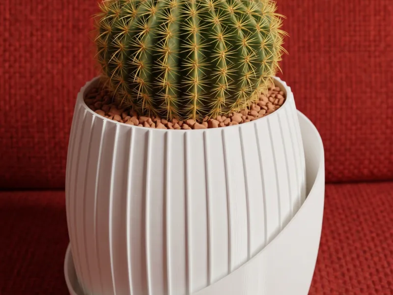 Vaso de Plantas em Camada Espiral – Vaso Minimalista para Cactos Impresso em 3D