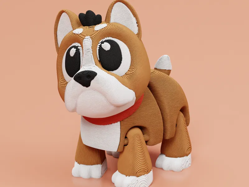 Articulated Bull dog 3D Print File: Flexi Fidget Toy