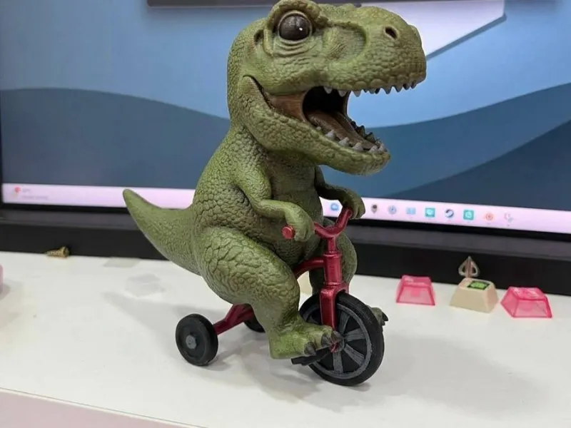 Cute T-Rex Riding Tricycle - Mini Dinosaur Figurine