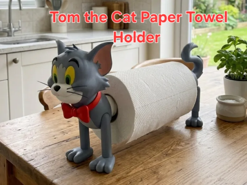 Tom Cat Kitchen Roll Holder 3D Model Multi-Part