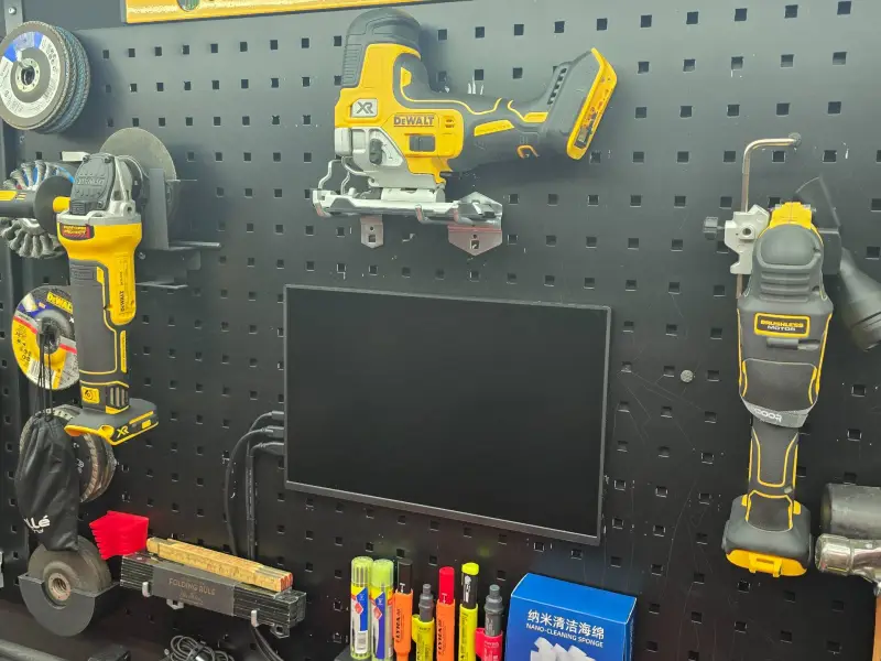 square hole pegboard screen mount. 75x75 vesa