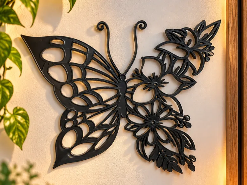 Decoração de Parede com Borboleta Floral – Arte Elegante da Natureza