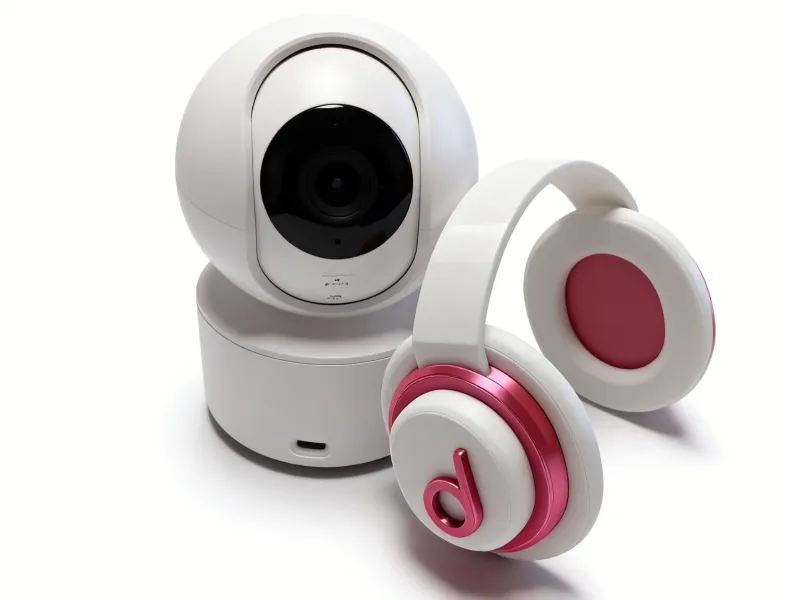 Xiaomi camera, plush toy decorated headphones