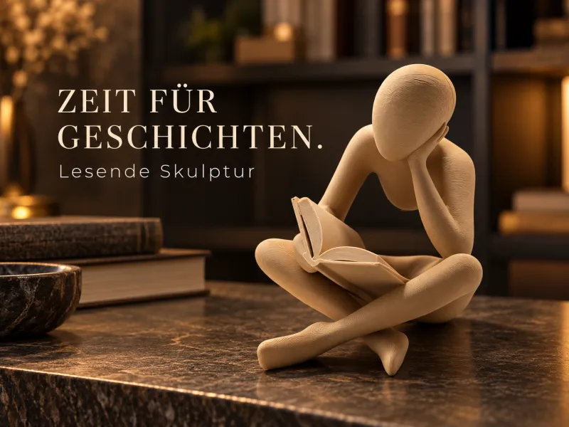 Lesende Figur im Schneidersitz – Moderne Skulptur