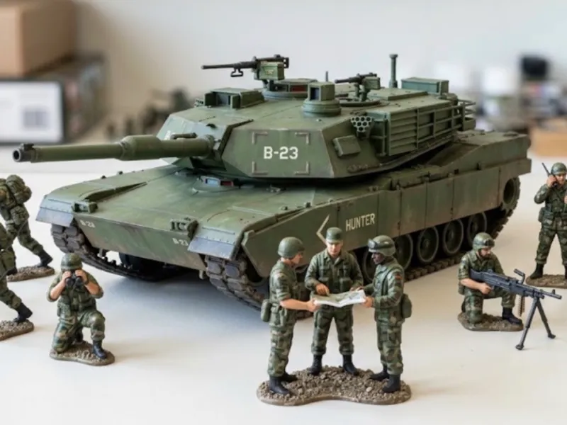 Soldier figurine set with tank