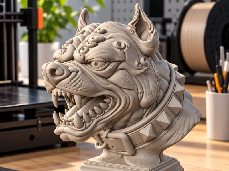 Pitbull-Büste STL | Hundestatue 3D-Druck