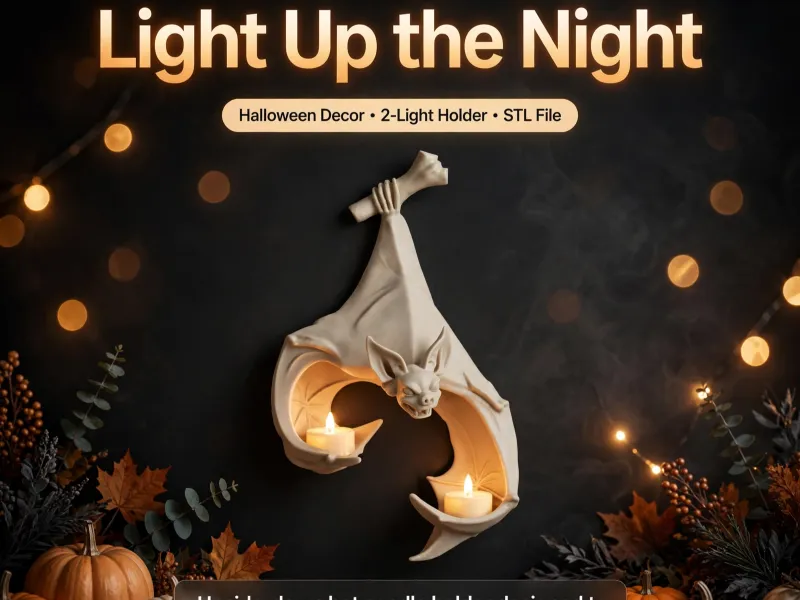 Hanging Bat Candle Holder, Halloween Wall Decor, Spooky
