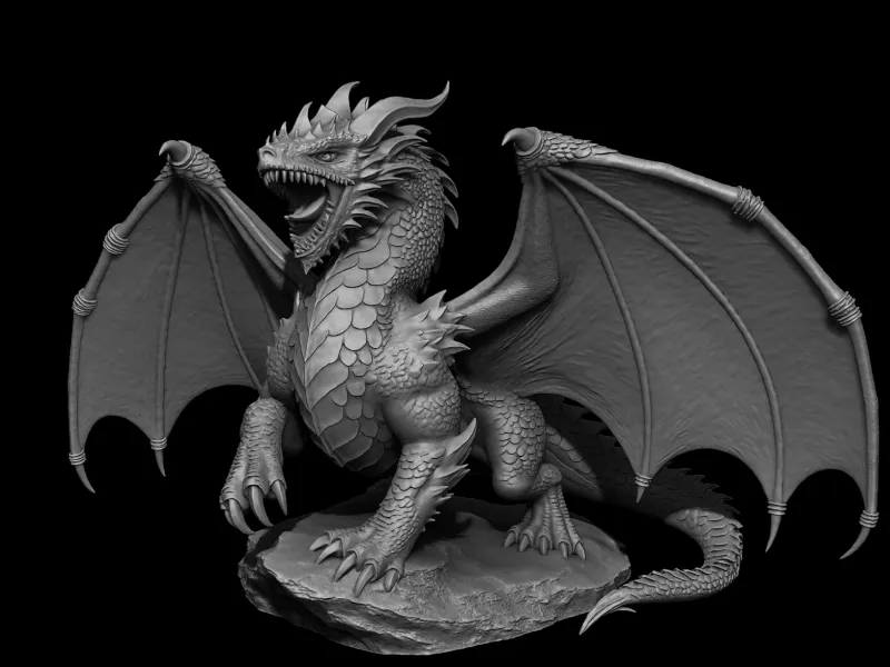 Ancient Roaring Dragon - High Detail Fantasy Miniature