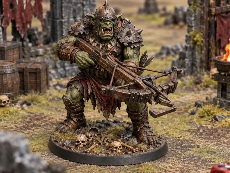 Orc mini with crossbow for RPG, D&D, heroquest, Tabletop