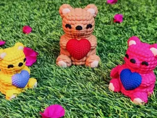 Bear Love - Valentine's Day multicolor knitted container.