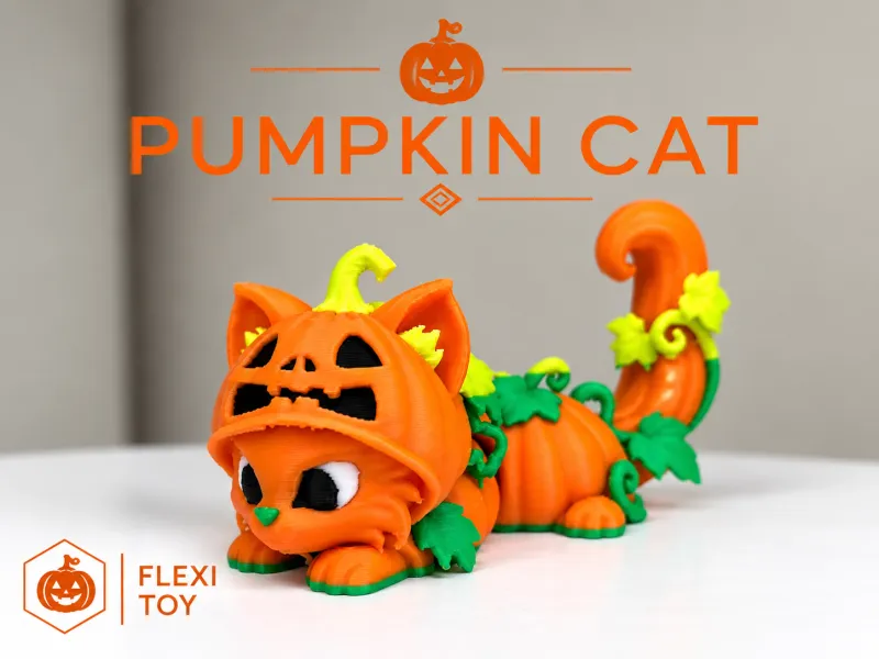 juguete flexi de gato calabaza de halloween gato articulado