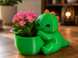 Cute Dinosaur Hugging Planter – Adorable Plant Pot