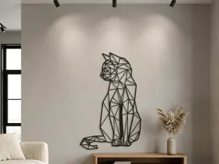 Geometric Cat Wall Art – Modern Low-Poly Decoration