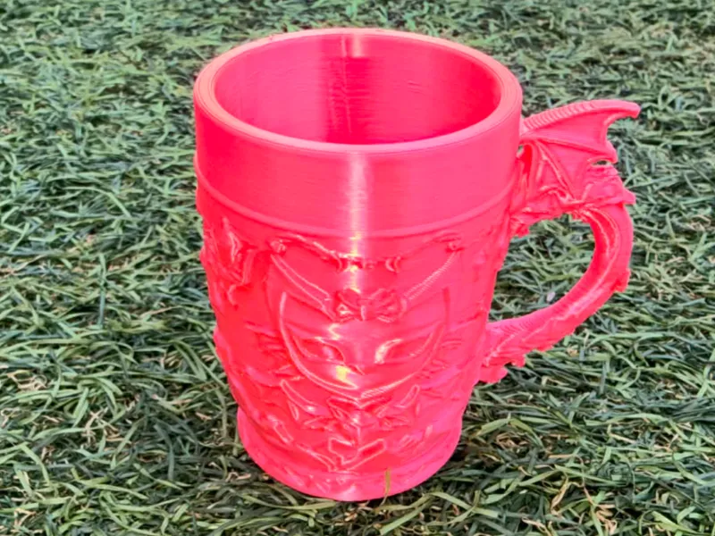 Gothic Bat-Relief Mug with Winged Handle and Crest
