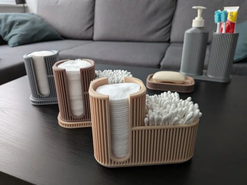 Ribbed Cotton Pads and Buds Holder