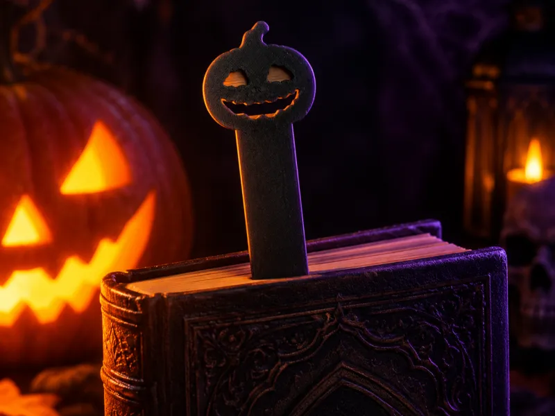 Marcador de Página Clássico de Abóbora Jack-o'-Lantern