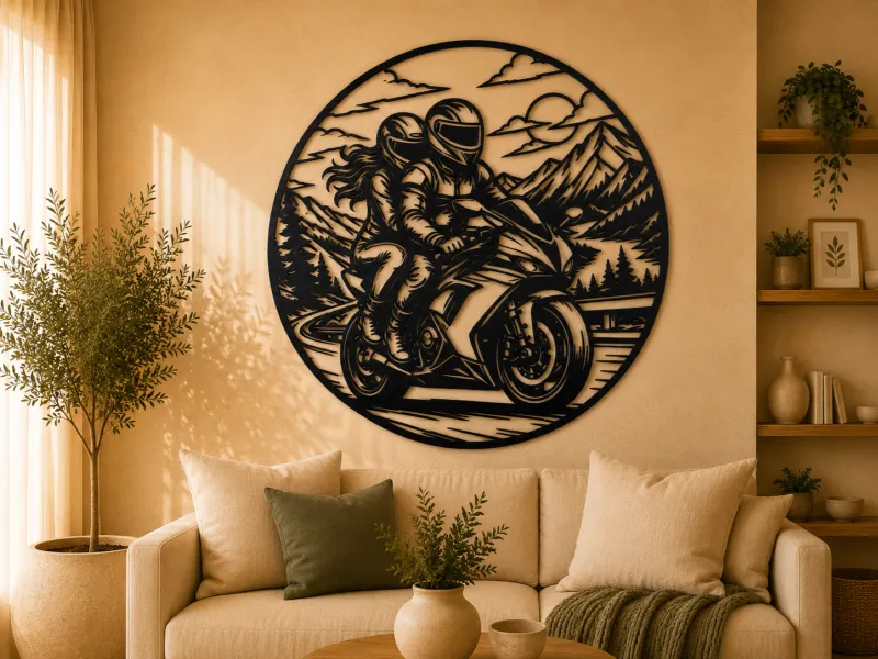 Motorcycle Couple Adventure 2D Wall Art