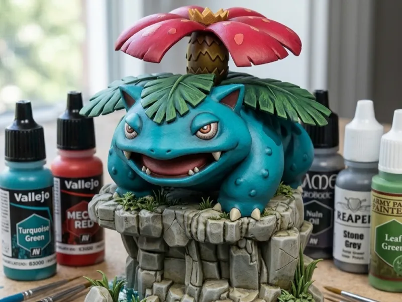Venusaur on a Rocky Cliff Diorama