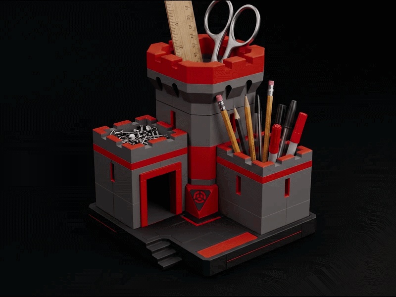 The Desk Fortress | Modular Stationery Hub With Fidget Tower