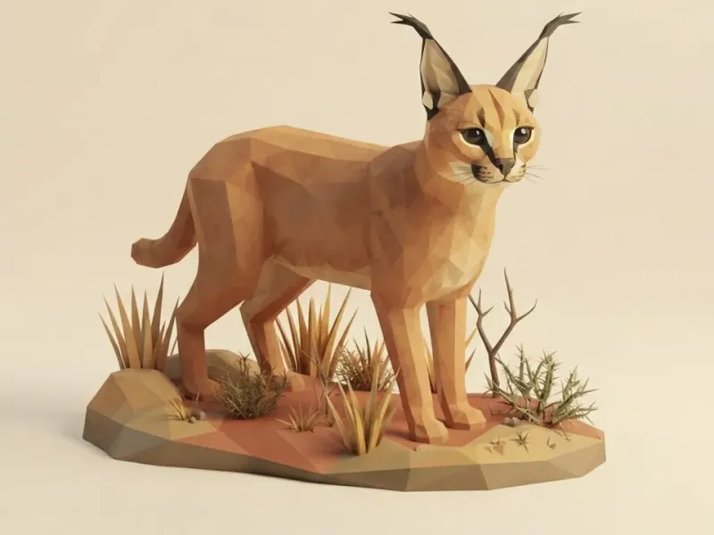 Low Poly Caracal
