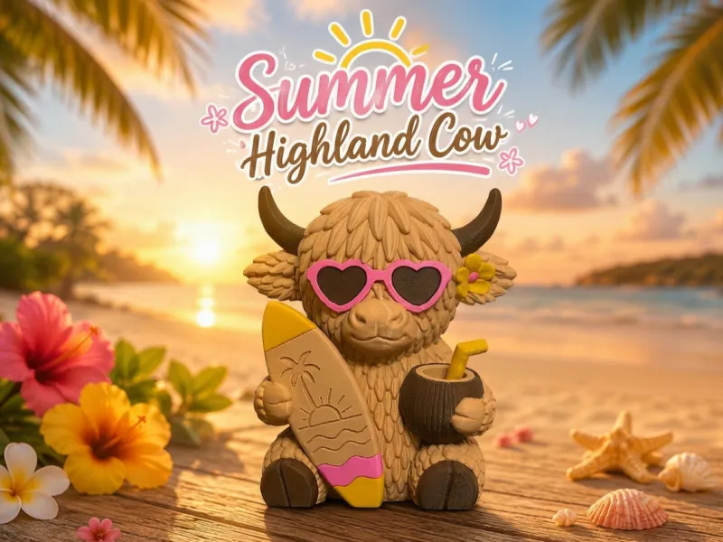 Summer Highland Cow – Surf & Sip