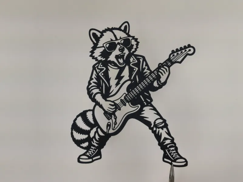 Rockstar Raccoon Guitar Wall Art