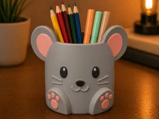 Cute Mouse Pen Holder –Desk Organizer 3D Model Print