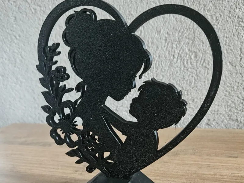 母と息子のハートデコ。スタンド付き