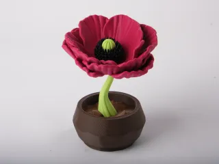 Midnight Bloom Sculpture Decorative Flower in Pot