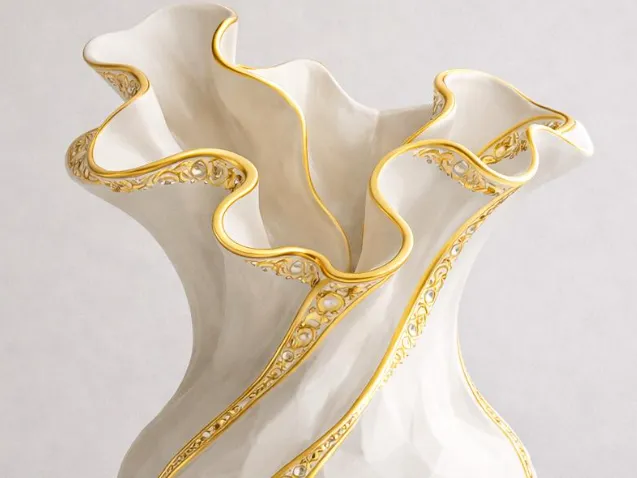 Luxury Stylized Ruffled Porcelain Vase