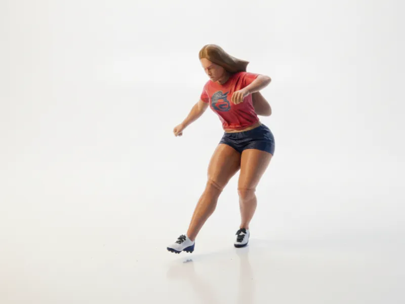 Football Lady Dynamic Sports Figurine 3D Printable