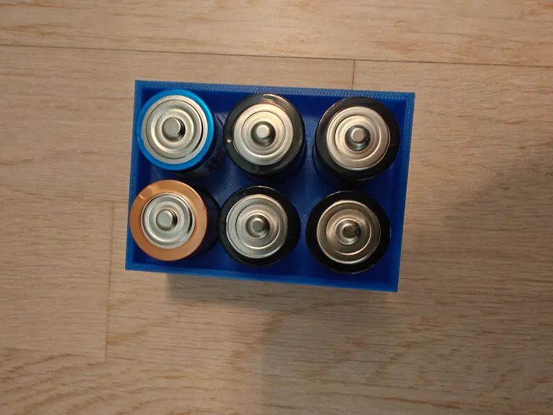 6x C Battery organizer Box with Double-Walled Lid